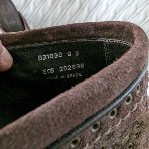 Cole Haan Leather Mules Slip On Heels Shoes 9 Brown Studded‎ Grommets - Picture 13 of 14